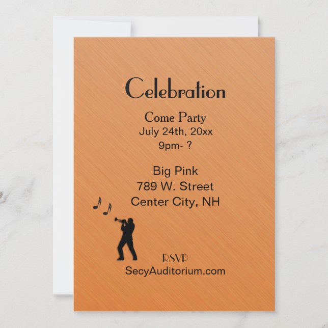Rust Trumpet Party Invitation (Front)