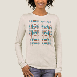 Rust Turquoise Southwest Art Look Large Tile Motif Tri-Blend Shirt