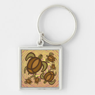 Rust Turtles Square Keychain
