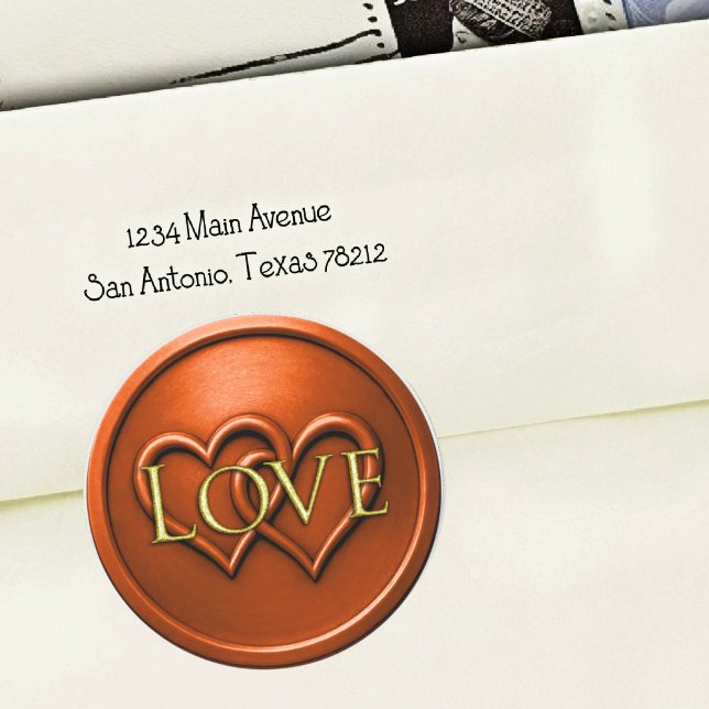 Rust Two Hearts Intertwined Wedding Classic Round Sticker (Creator Uploaded)