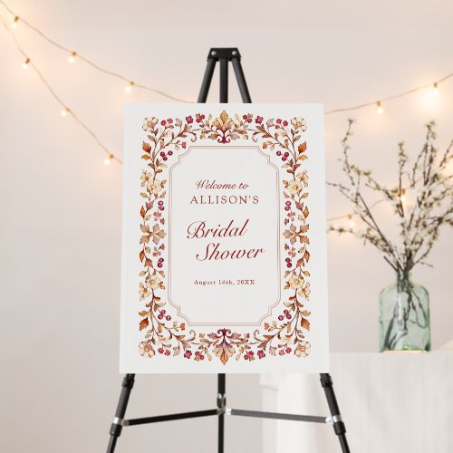 Rust Vintage Botanical Floral Fall Bridal Shower Foam Board