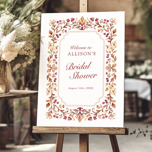 Rust Vintage Botanical Floral Fall Bridal Shower Foam Board