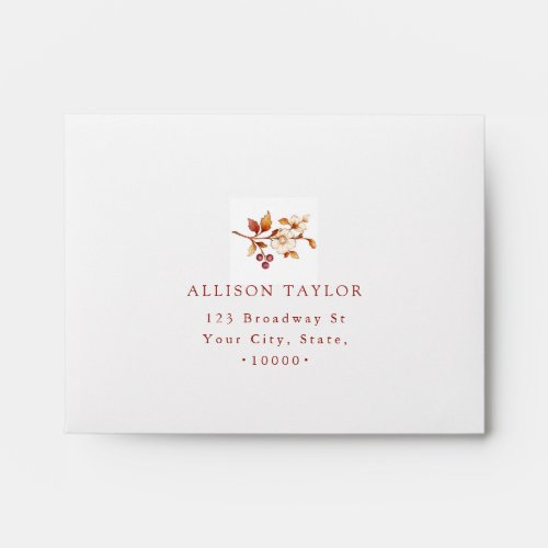 Rust Vintage Botanical Floral Fall Wedding RSVP Envelope