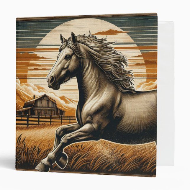 Rust/vintage horse/western  3 ring binder (Front/Inside)