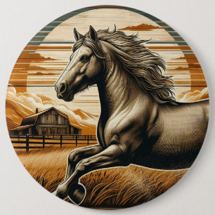 Rust/vintage horse/western button