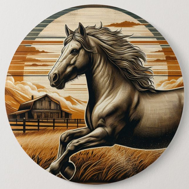 Rust/vintage horse/western  button (Front)