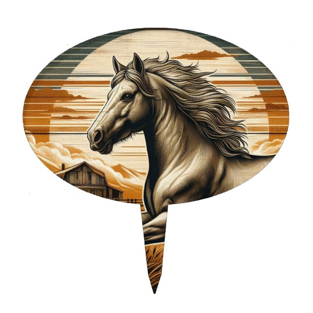 Rust/vintage horse/western  cake topper (Front)