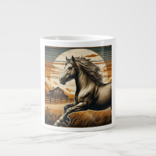 Rust/vintage horse/western giant coffee mug