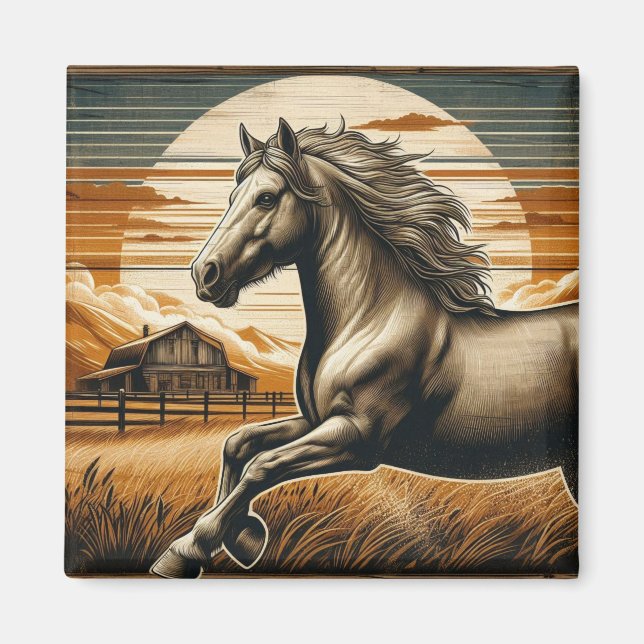 Rust/vintage horse/western  magnet (Front)
