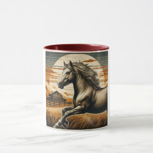 Rust/vintage horse/western mug