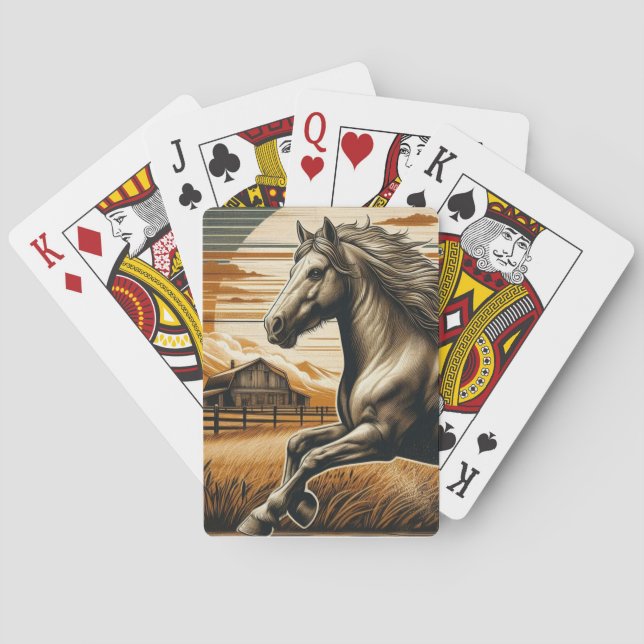 Rust/vintage horse/western  poker cards (Back)