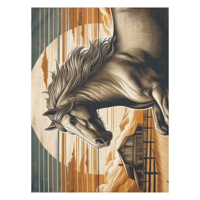 Rust/vintage horse/western  tablecloth (Front)