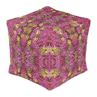 Rust violet boho tapestry round Ottoman Pouf.