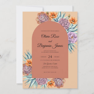 Rust Violet Wreath Wedding Invitation