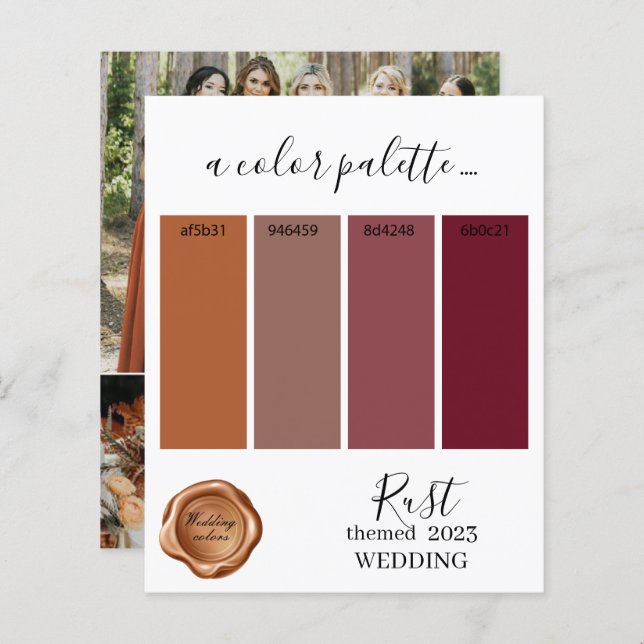 Rust Wedding colors Palette Card 2023 (Front/Back)
