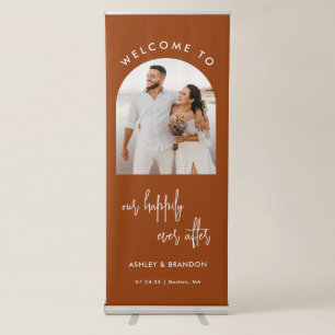 Rust Welcome To Our Happily Ever After Wedding Retractable Banner
