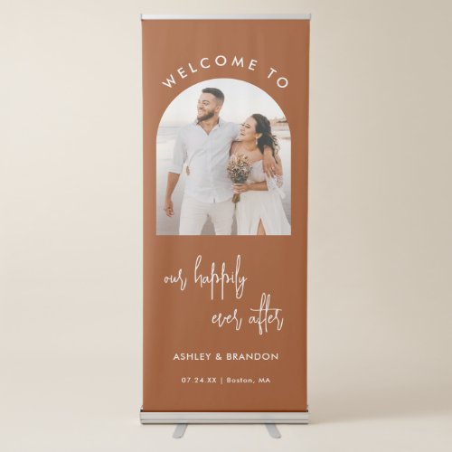 Rust Welcome To Our Happily Ever After Wedding  Retractable Banner