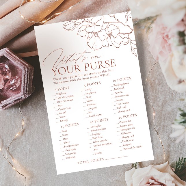 Rust what's in your purse bridal shower game (Rust what's in your purse bridal shower game)