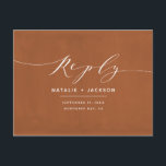 Rust   white elegant wedding reply postcard<br><div class="desc">Rust   white elegant hand written wedding reply postcard. Part of a wedding suite.</div>