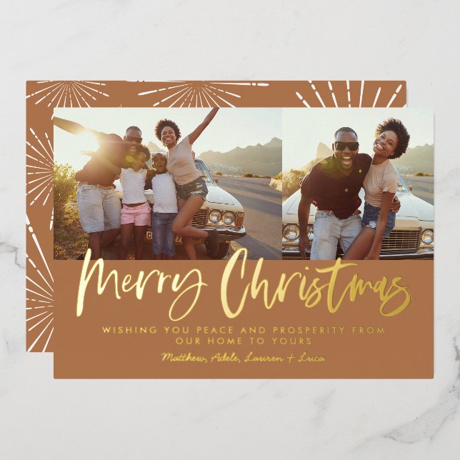 Rust white script Christmas 2 photo Holiday (Front/Back)