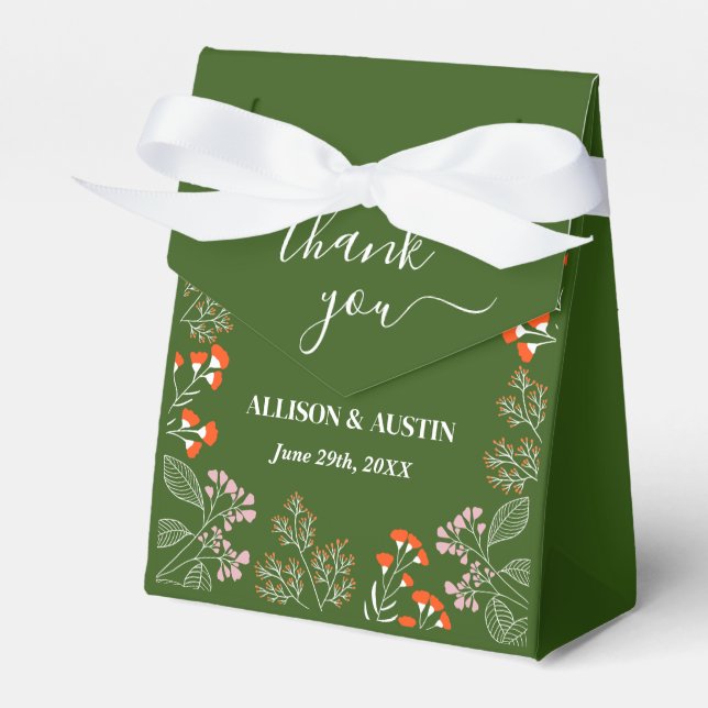Rust Wildflower Botanical Garden Wedding Gift Favor Boxes (Front Side)