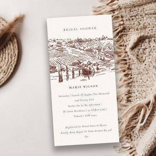 Rust Winery Mountain Sketch Bridal Shower Invite