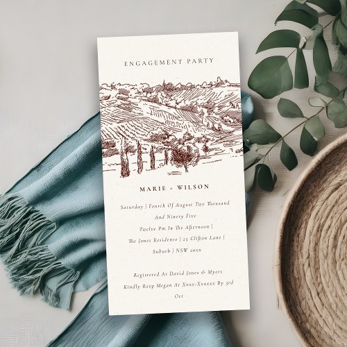 Rust Winery Mountain Sketch Engagement Invite