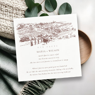 Rust Winery Mountain Sketch Wedding Fun Facts Napkins