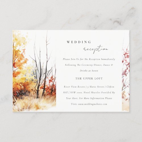 Rust Yellow Autumn Landscape Wedding Reception Enclosure Card
