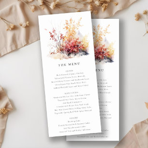 Rust Yellow Fall Landscape Plaid Wedding Menu Card
