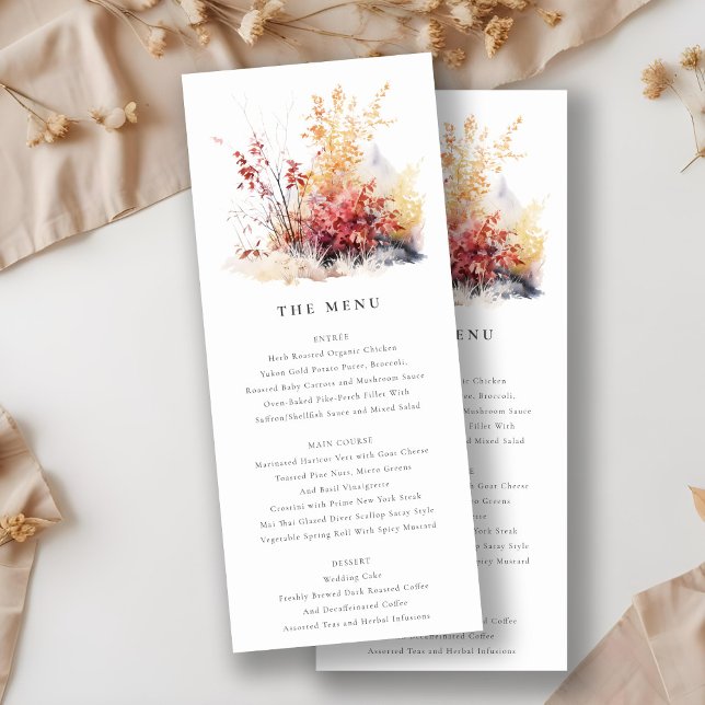 Rust Yellow Fall Landscape Plaid Wedding Menu Card (Creator Uploaded)