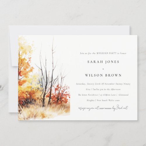 Rust Yellow Fall Landscape Plaid Weekend Party Invitation