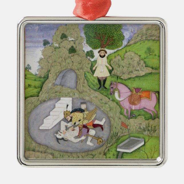 Rustam killing the White Demon, illustration from Metal Ornament (Front)