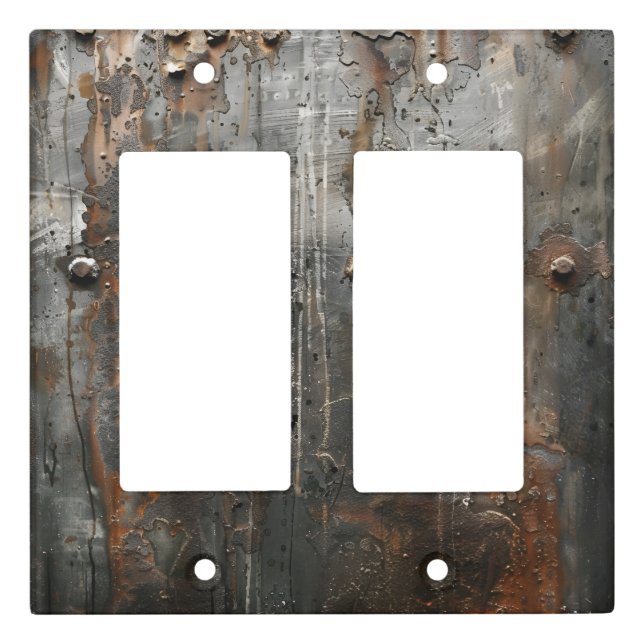 Rusted Aged Industrial Metal  Light Switch Cover (Front)