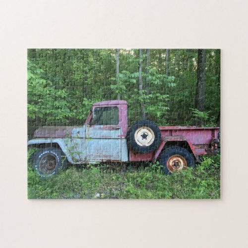 Rusted Antique Pickup Truck in the Woods Jigsaw Puzzle