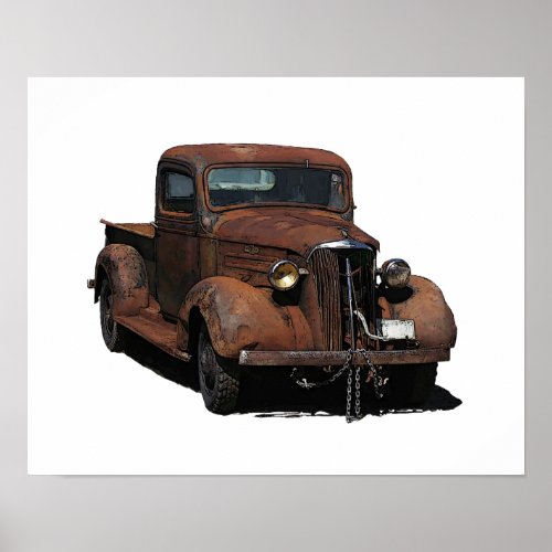 Rusted barn_find 1937 Chevy pickup Poster
