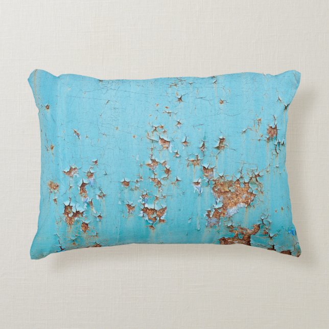 Rusted Blue Metal: Textured Wall. Accent Pillow (Front)