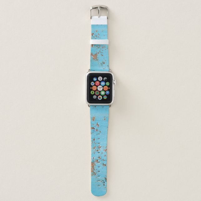 Rusted Blue Metal: Textured Wall. Apple Watch Band (Front)