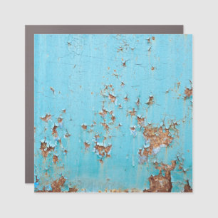 Rusted Blue Metal: Textured Wall. Car Magnet