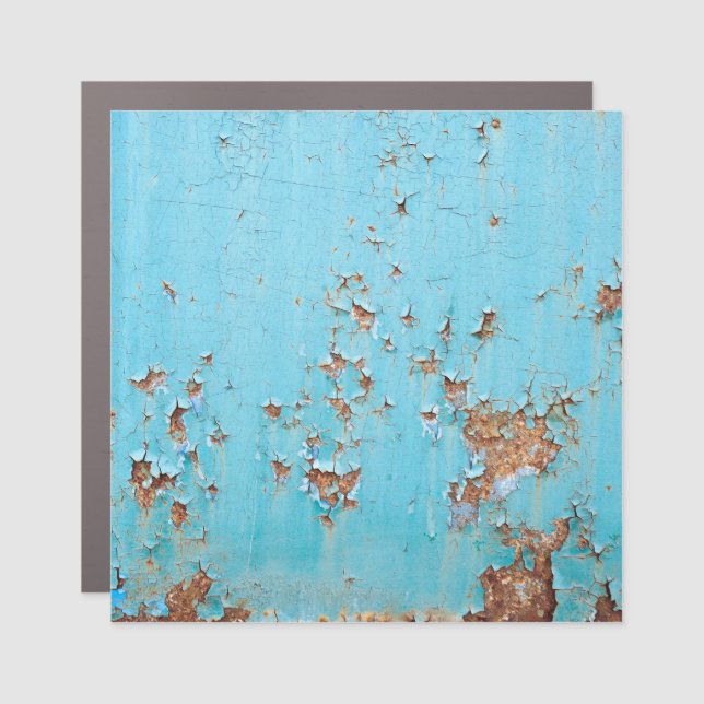 Rusted Blue Metal: Textured Wall. Car Magnet (Front)