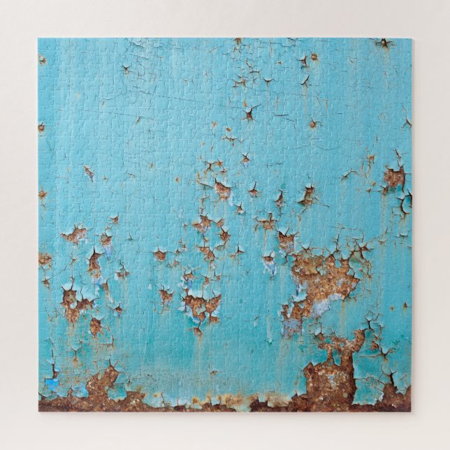 Rusted Blue Metal: Textured Wall. Jigsaw Puzzle (Vertical)