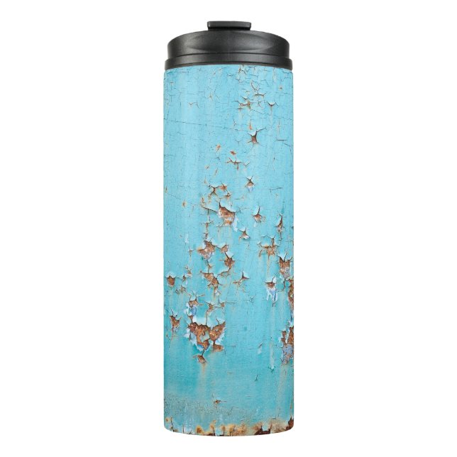 Rusted Blue Metal: Textured Wall. Thermal Tumbler (Front)