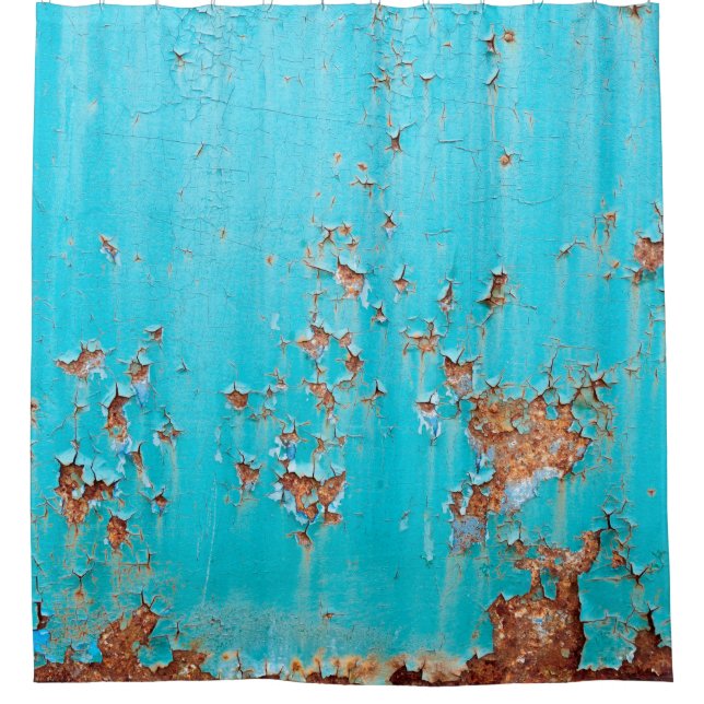 Rusted blue painted metal wall. Detailed photo tex Shower Curtain (Front)