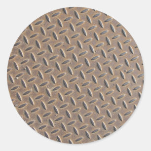 Rusted checker plate made from steel or metal classic round sticker