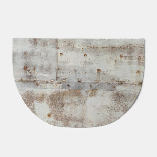 Rusted colorful metal wall, streaks. doormat