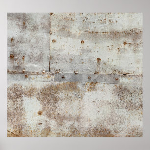 Rusted colorful metal wall, streaks. poster