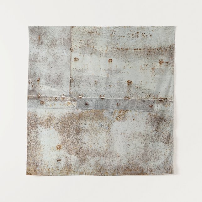 Rusted colorful metal wall, streaks. tapestry (Front)