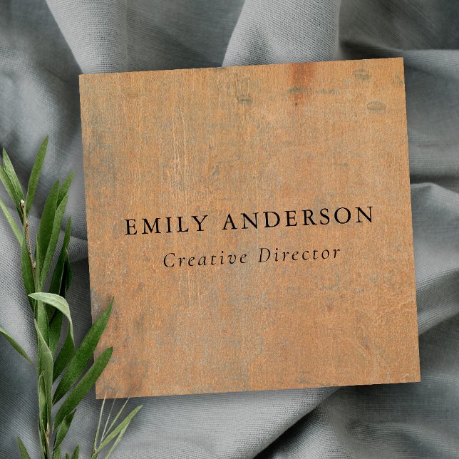 RUSTED CORROSIVE GRUNGE ORANGE METAL TEXTURED SQUARE BUSINESS CARD (Creator Uploaded)