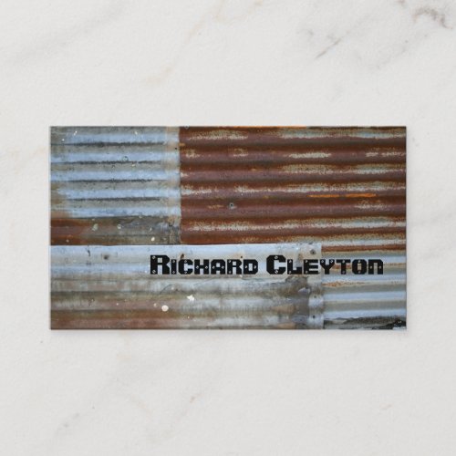 Rusted corrugated corroded metal texture custom business card