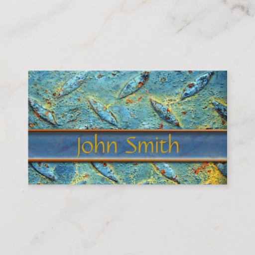 Customizable Rusted Diamond Plate Metal Business Card
